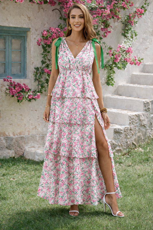 Daffolies Ruffle Layered Floral Maxi Dress